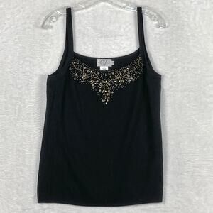 Black Whimsigoth Beaded Shirt Tank Top Womens XL Fairy 90s Y2K Festival